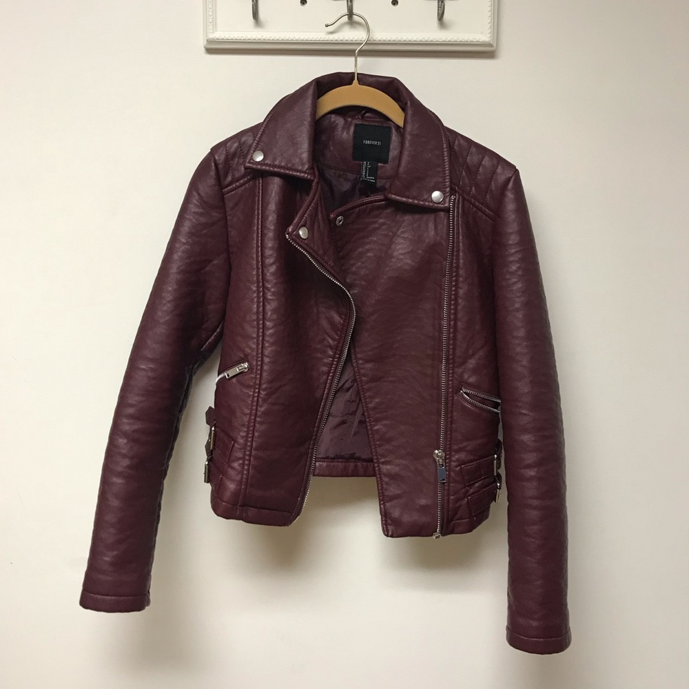 NWOT Maroon Leather Jacket